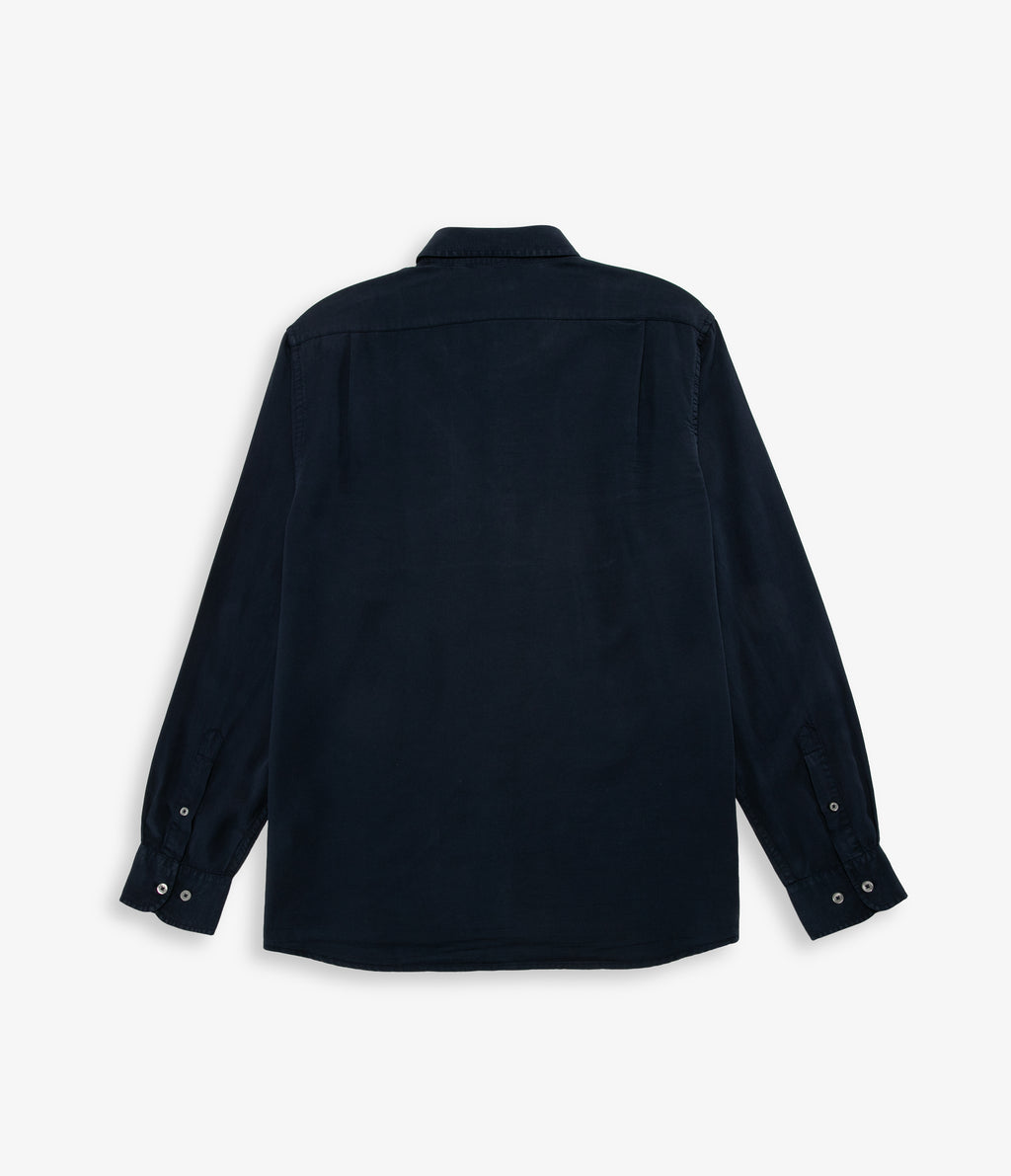 Camisa Hombre Tencel Manga Larga Azul Mark