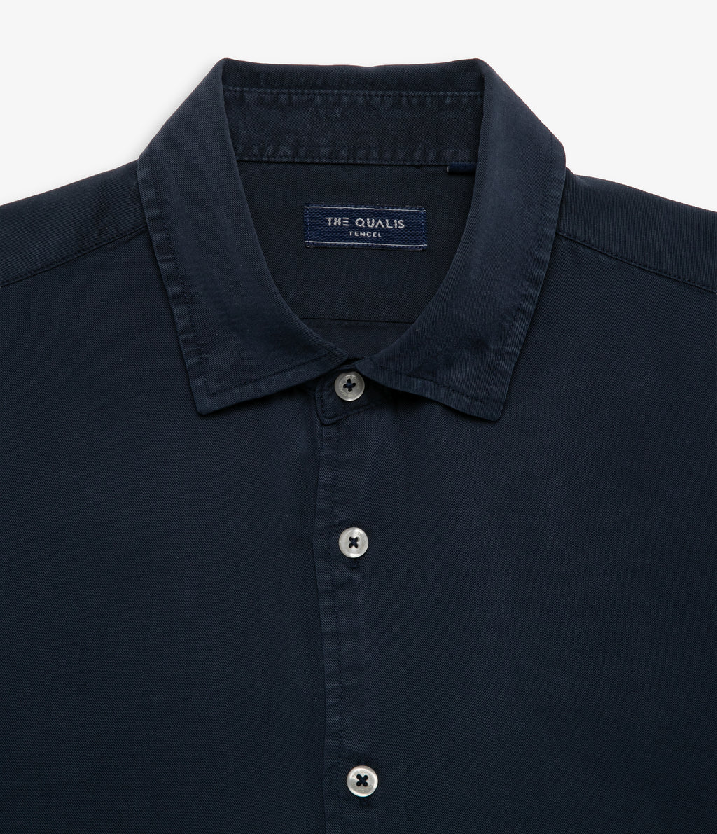 Camisa Hombre Tencel Manga Larga Azul Mark