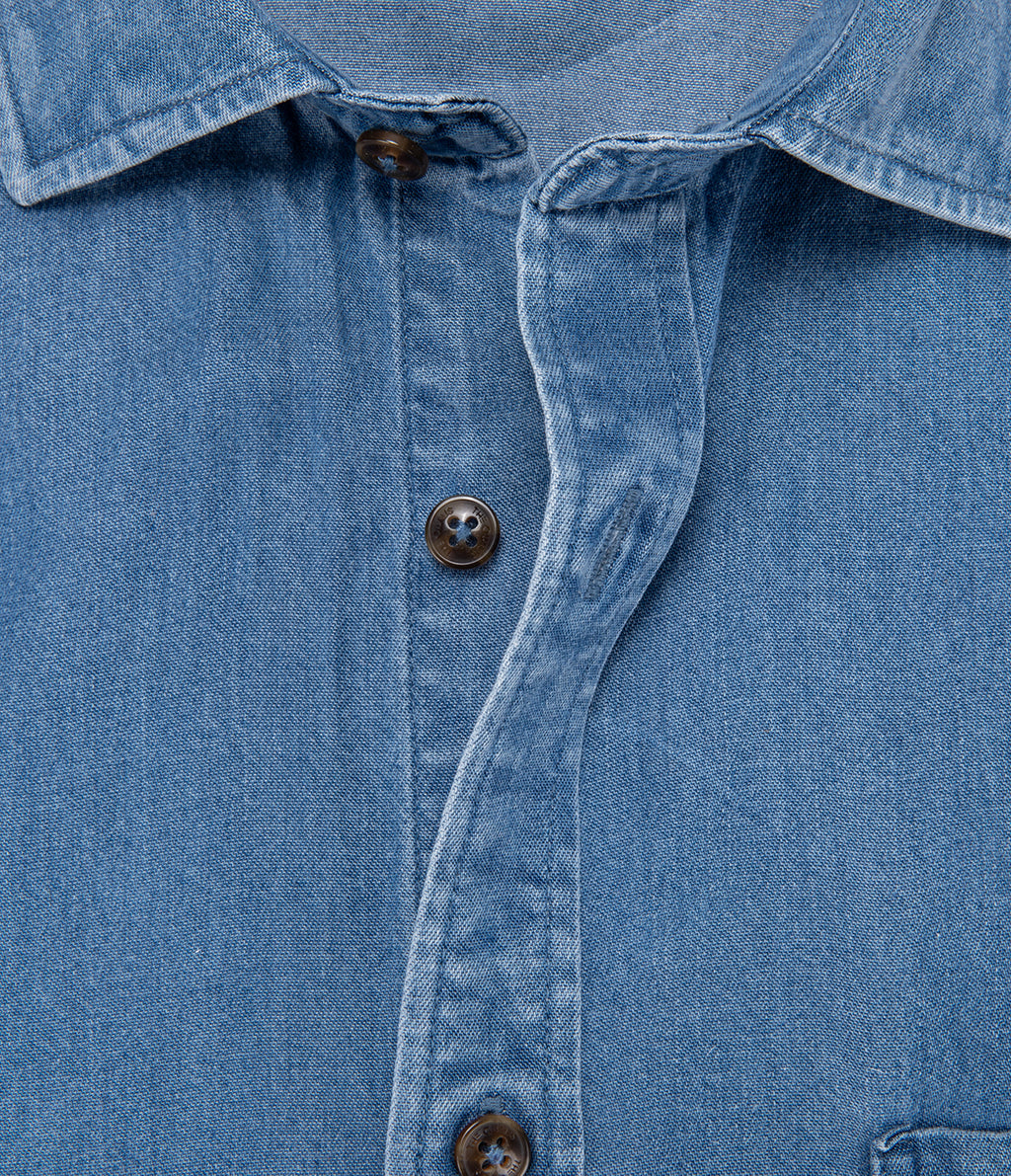 Camisa Hombre Lyocell Denim M/Corta Azul