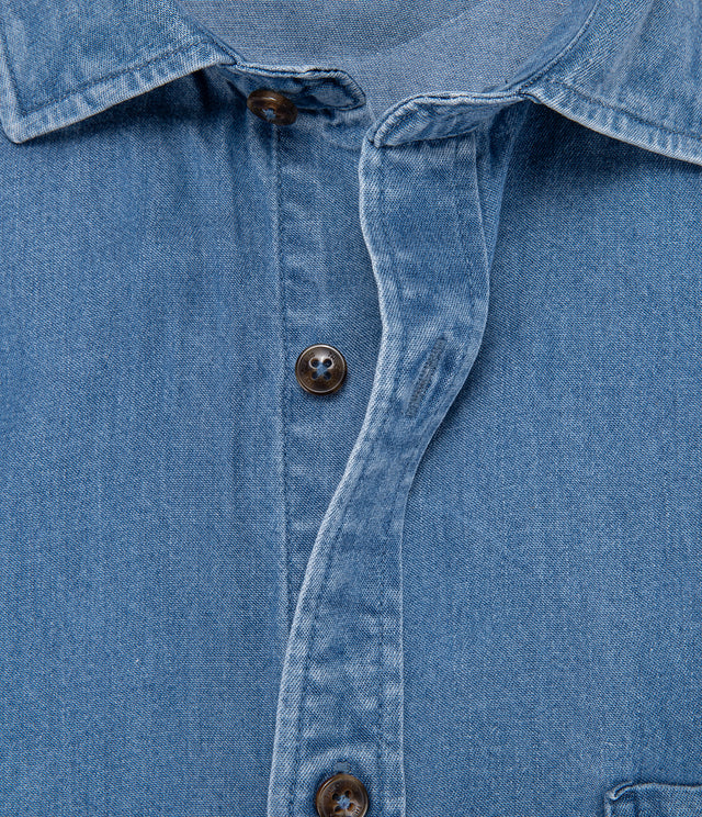 Camisa Hombre Lyocell Denim M/Corta Azul