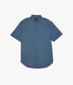 Camisa Hombre 100% Algodón Denim Manga Corta Azul