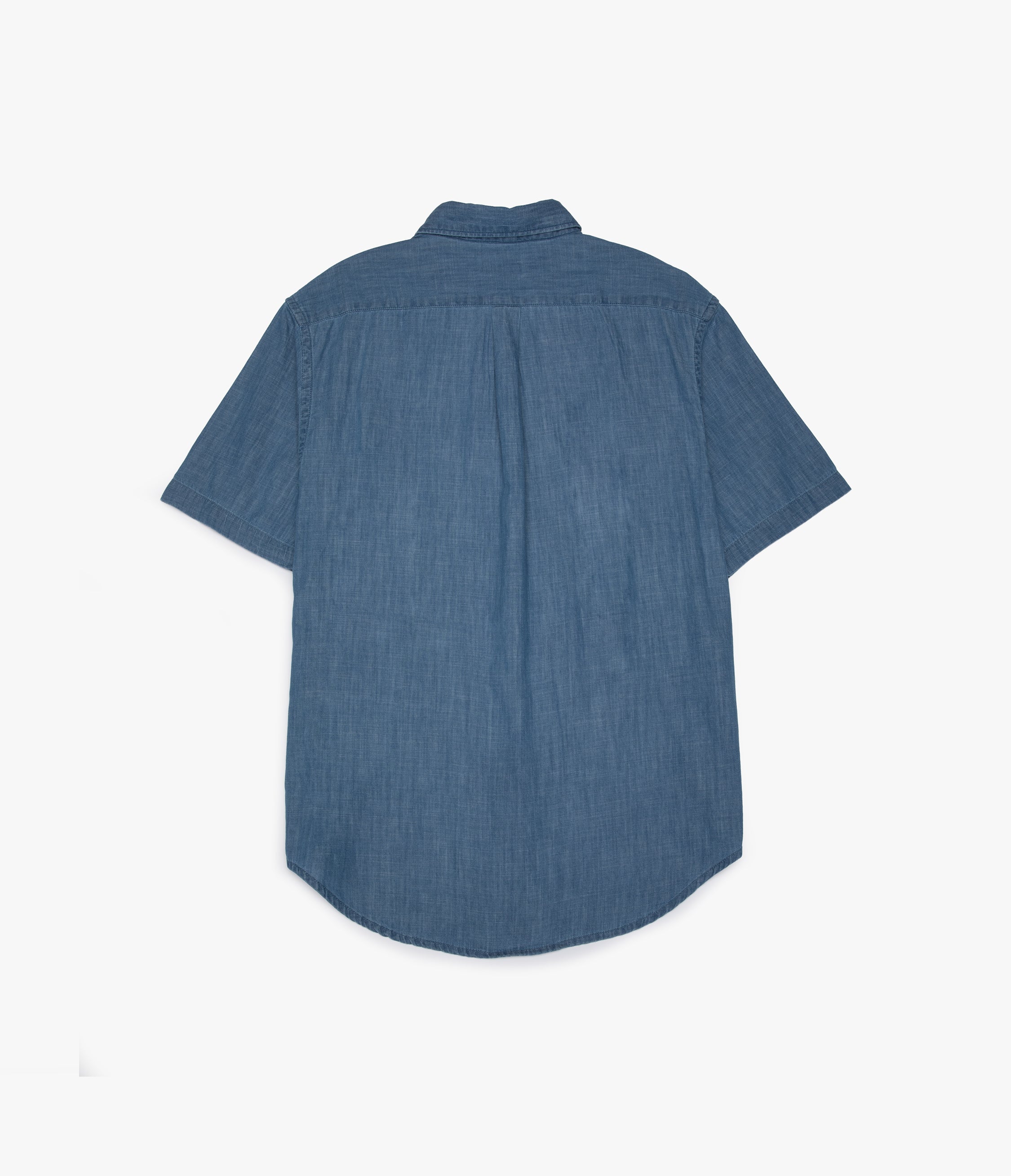 Camisa Hombre 100% Algodón Denim Manga Corta Azul