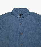 Camisa Hombre 100% Algodón Denim Manga Corta Azul