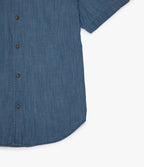 Camisa Hombre 100% Algodón Denim Manga Corta Azul