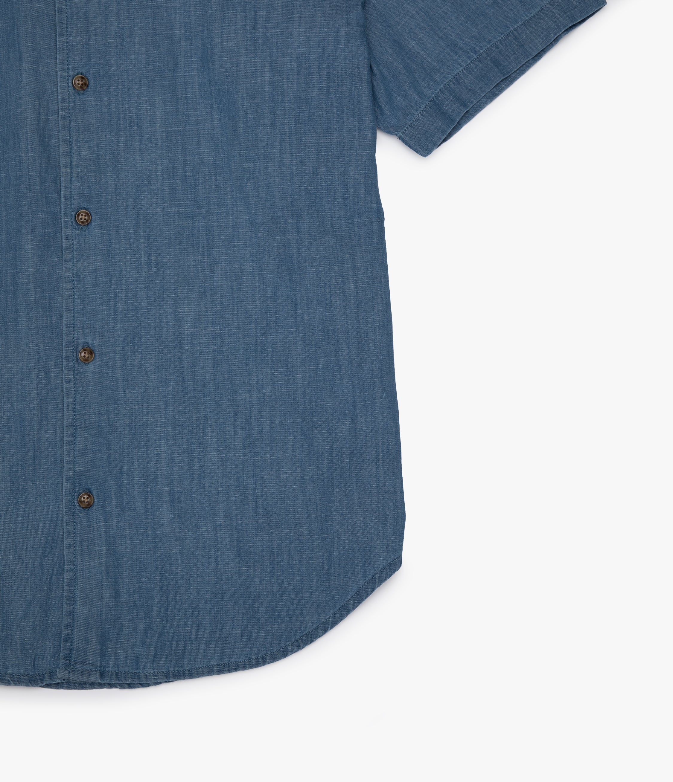 Camisa Hombre 100% Algodón Denim Manga Corta Azul