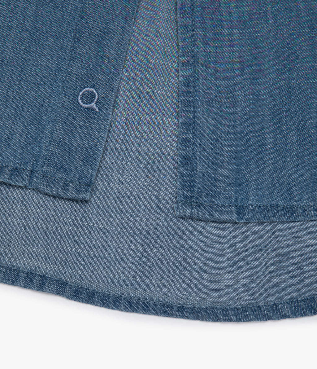 Camisa Hombre 100% Algodón Denim Manga Corta Azul