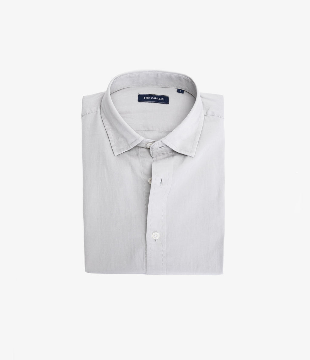 Camisa Hombre Tencell Manga Corta Gris Claro Leo