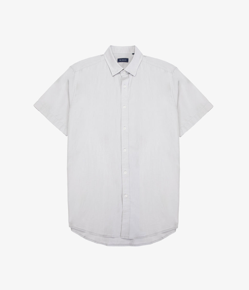 Camisa Hombre Tencell Manga Corta Gris Claro Leo