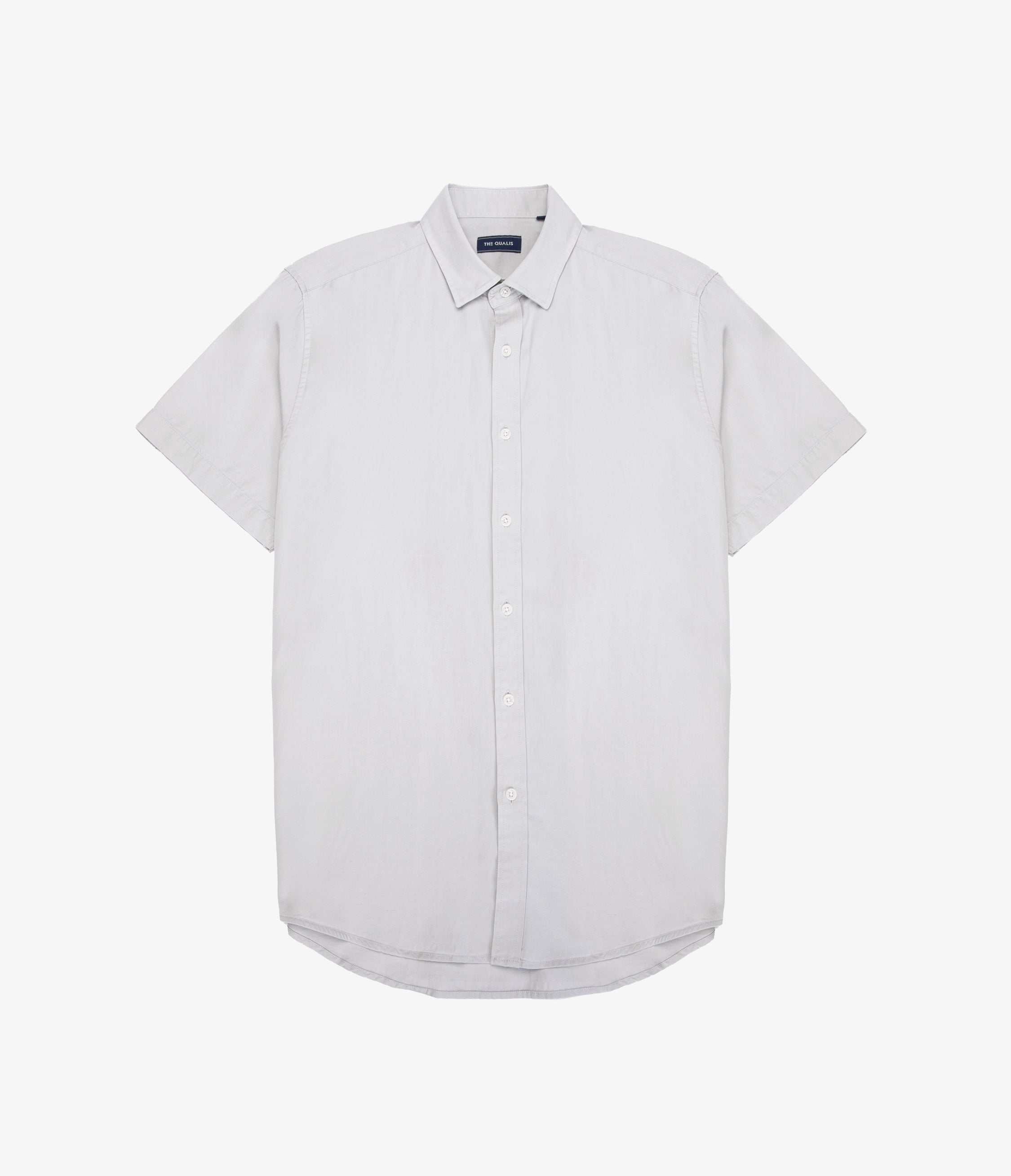 Camisa Hombre Tencell Manga Corta Gris Claro Leo