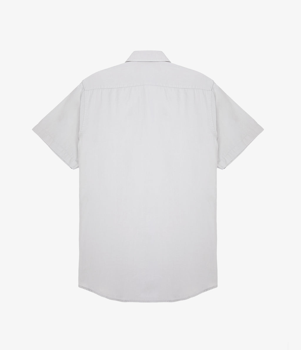 Camisa Hombre Tencell Manga Corta Gris Claro Leo