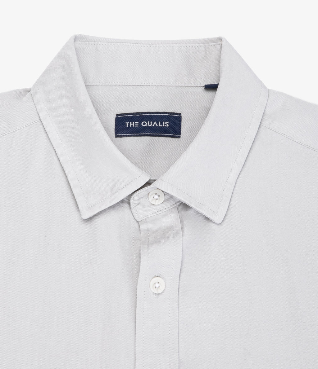 Camisa Hombre Tencell Manga Corta Gris Claro Leo
