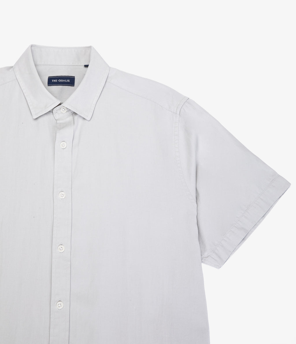 Camisa Hombre Tencell Manga Corta Gris Claro Leo