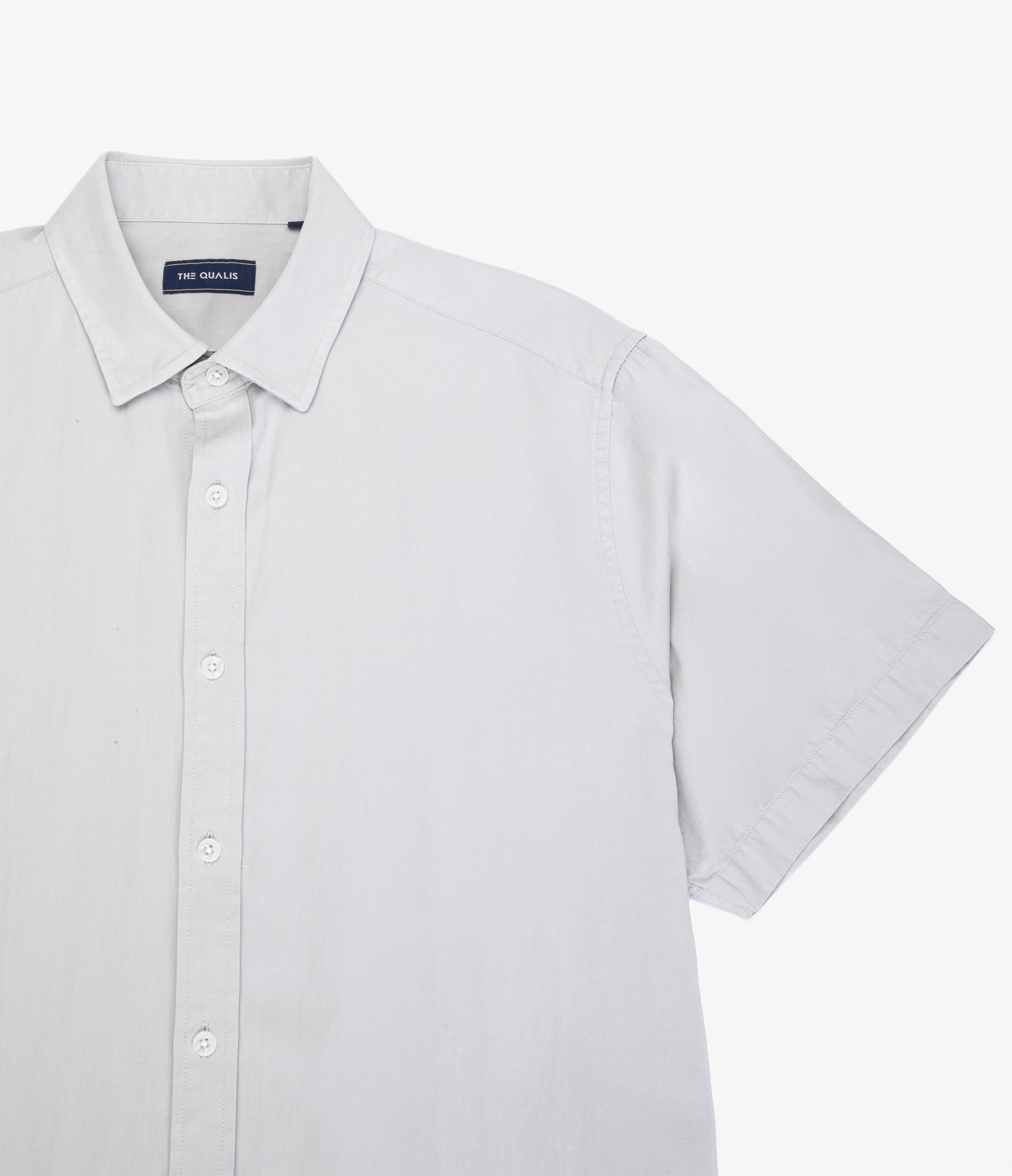 Camisa Hombre Tencell Manga Corta Gris Claro Leo