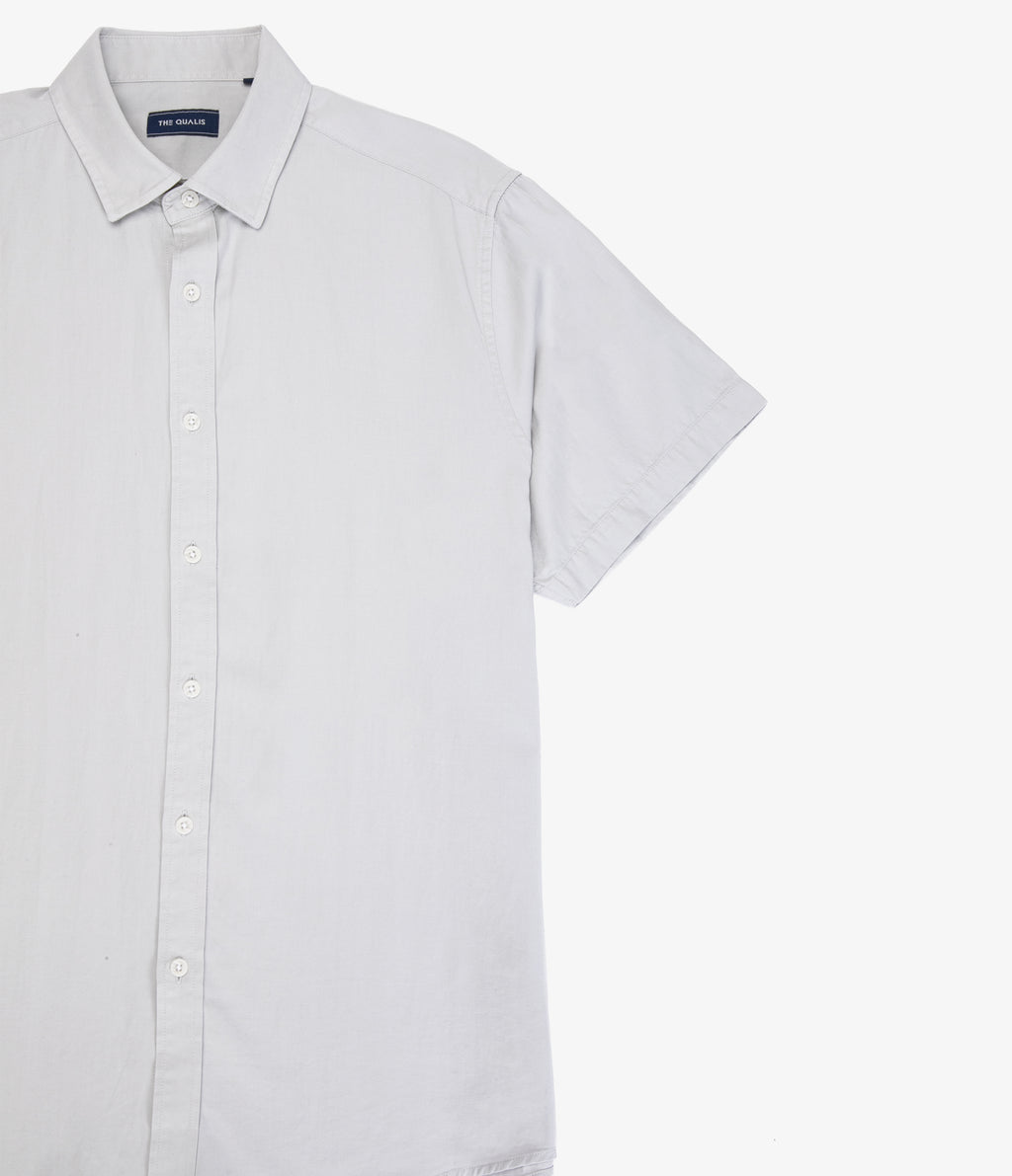 Camisa Hombre Tencell Manga Corta Gris Claro Leo