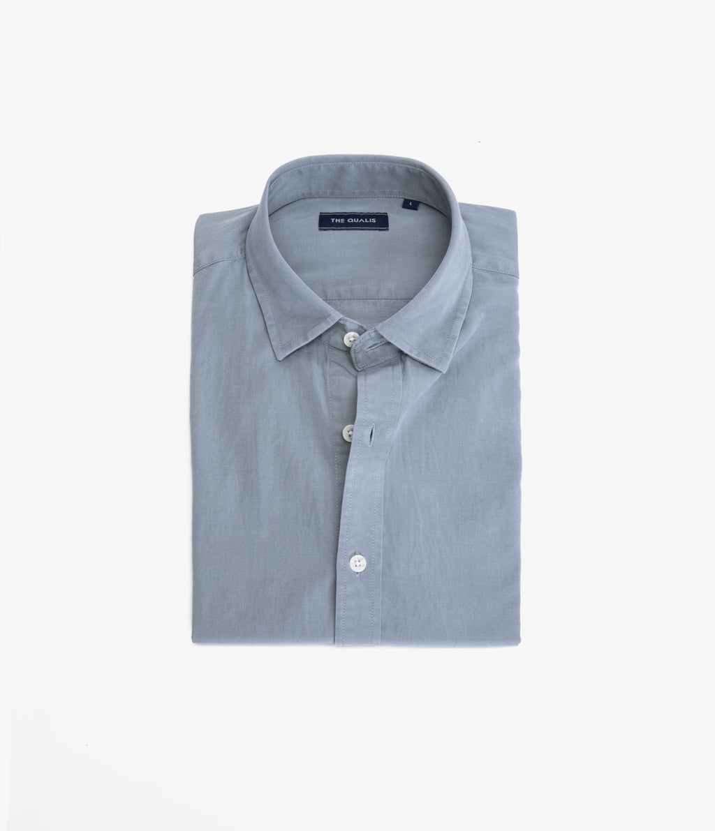 Camisa Hombre Tencell Manga Corta Celeste Leo