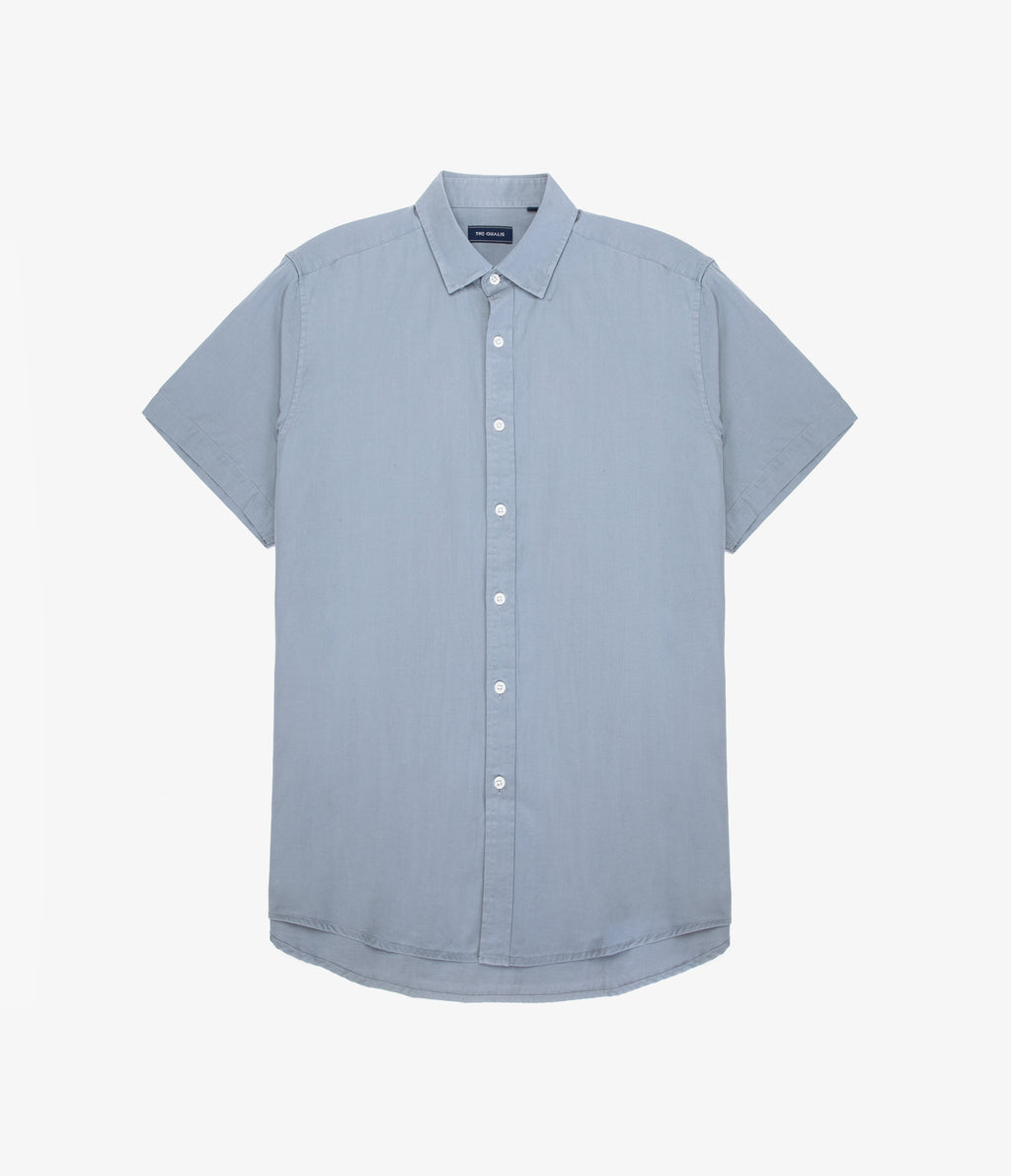 Camisa Hombre Tencell Manga Corta Celeste Leo
