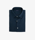 Camisa Hombre Tencell Manga Corta Azul Leo