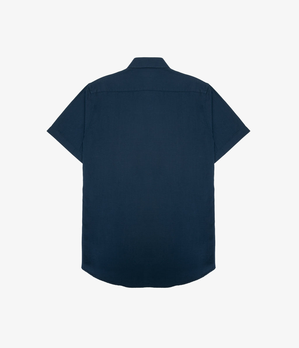 Camisa Hombre Tencell Manga Corta Azul Leo