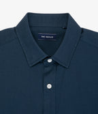 Camisa Hombre Tencell Manga Corta Azul Leo