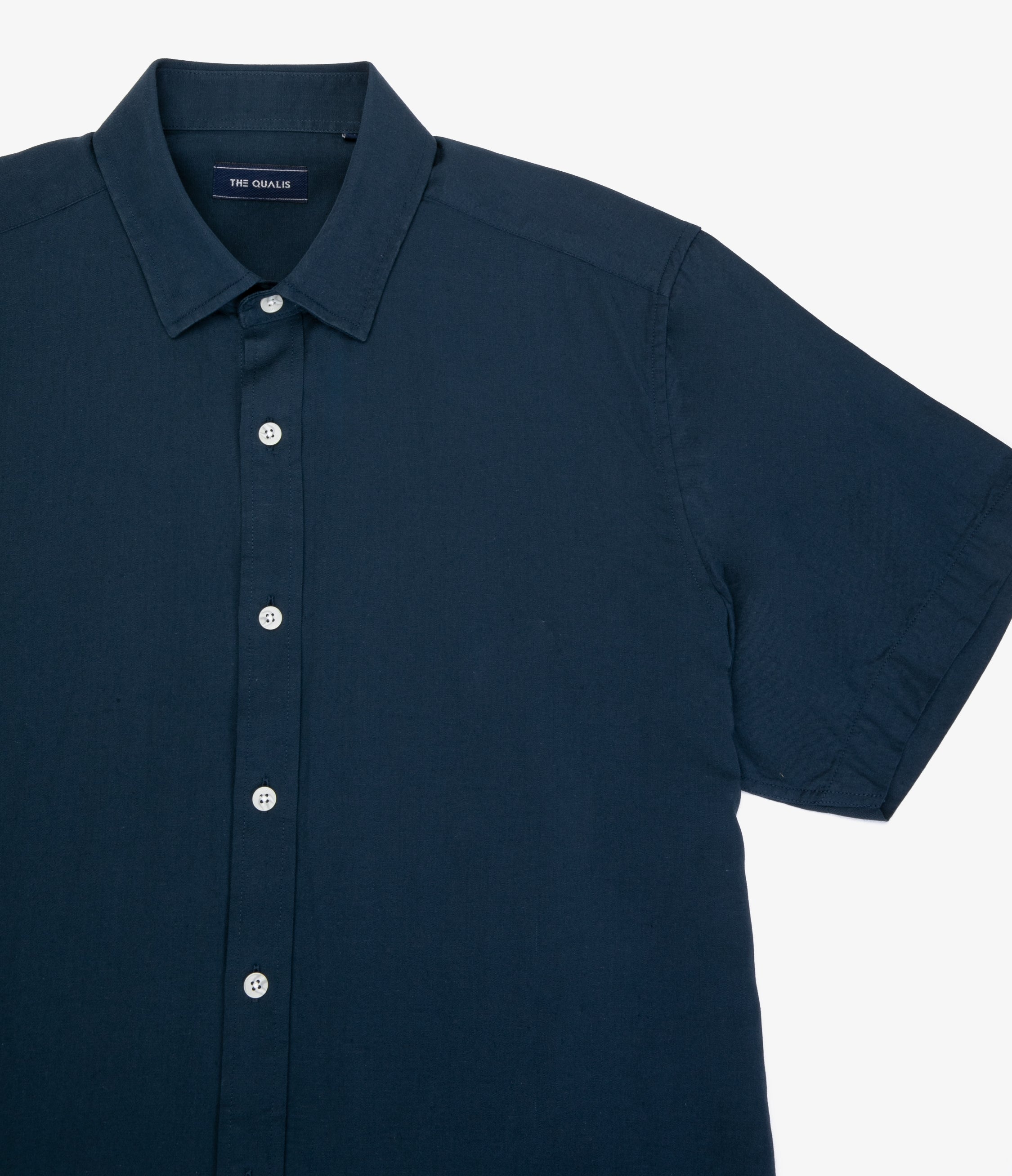 Camisa Hombre Tencell Manga Corta Azul Leo
