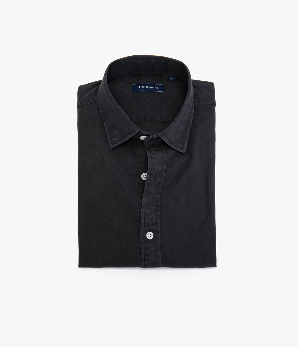 Camisa Hombre Tencell Manga Corta Gris Marengo Leo