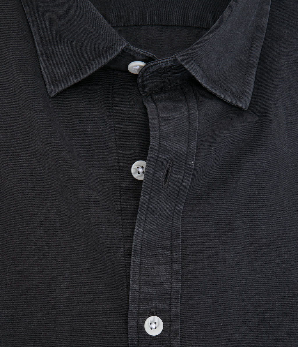 Camisa Hombre Tencell Manga Corta Gris Marengo Leo