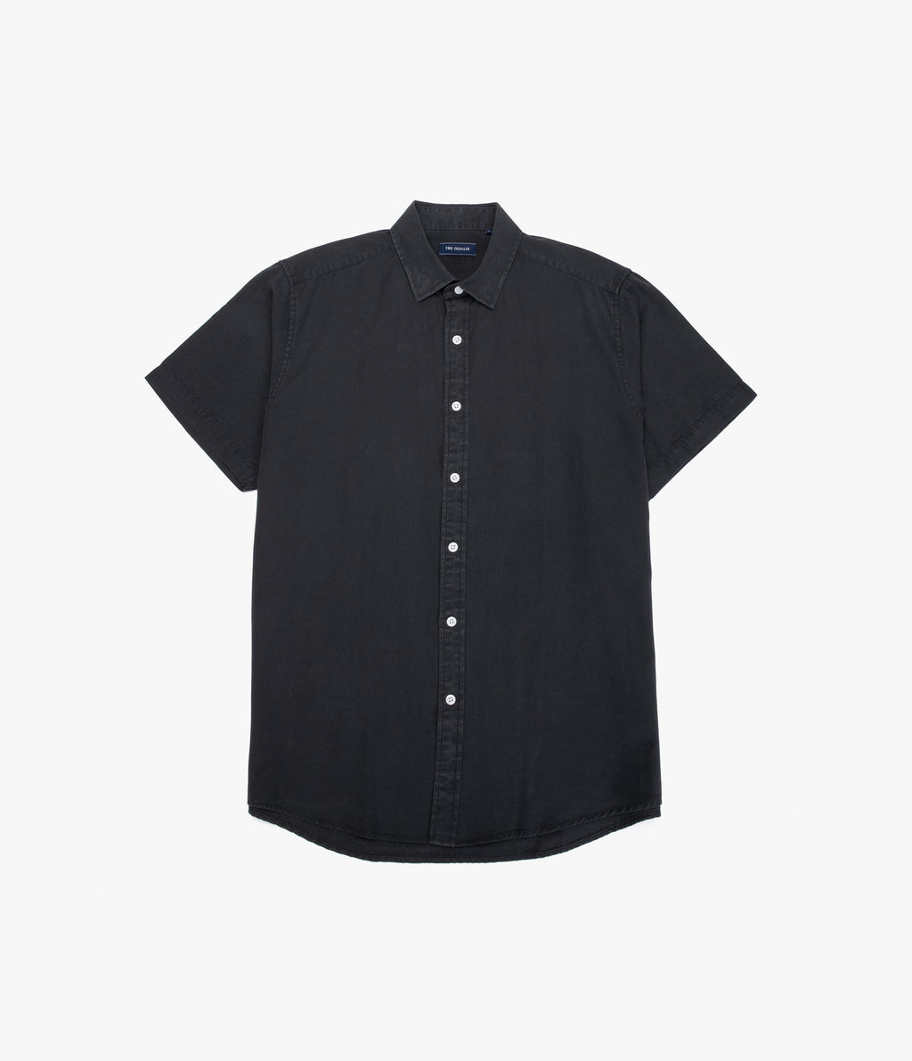 Camisa Hombre Tencell Manga Corta Gris Marengo Leo