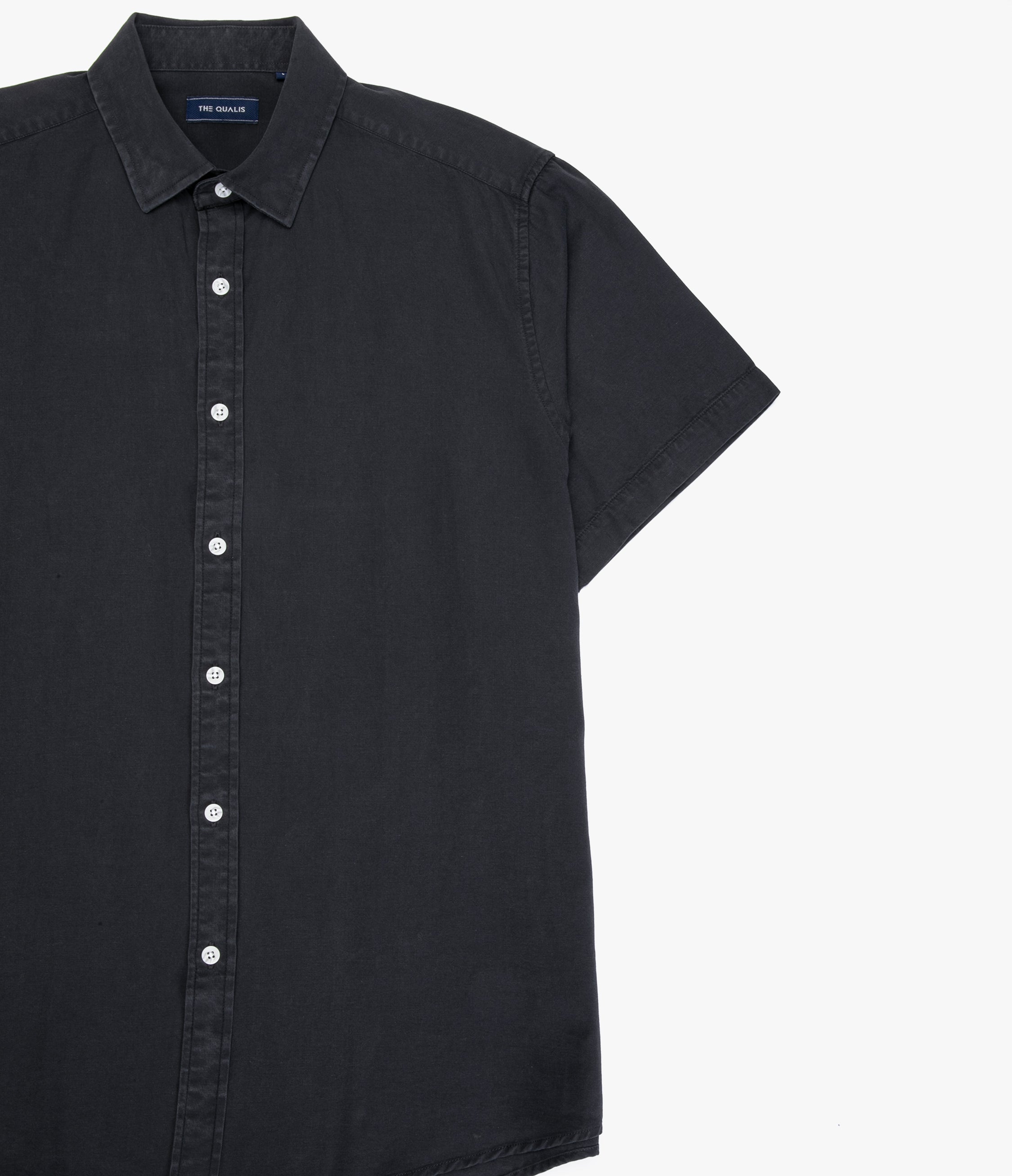 Camisa Hombre Tencell Manga Corta Gris Marengo Leo