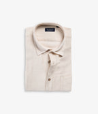 Camisa Hombre Lino Manga Corta Beige Waffle