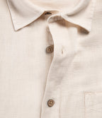 Camisa Hombre Lino Manga Corta Beige Waffle
