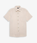 Camisa Hombre Lino Manga Corta Beige Waffle