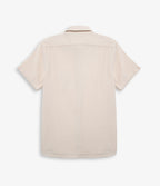 Camisa Hombre Lino Manga Corta Beige Waffle