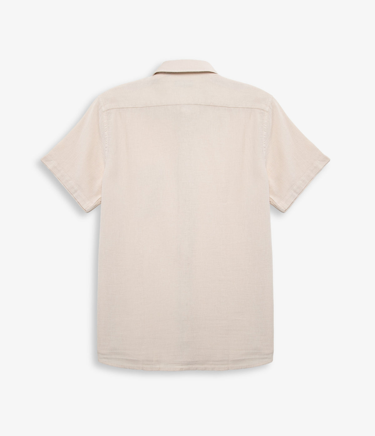 Camisa Hombre Lino Manga Corta Beige Waffle