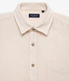Camisa Hombre Lino Manga Corta Beige Waffle
