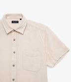 Camisa Hombre Lino Manga Corta Beige Waffle