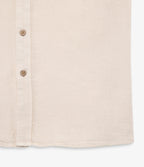 Camisa Hombre Lino Manga Corta Beige Waffle
