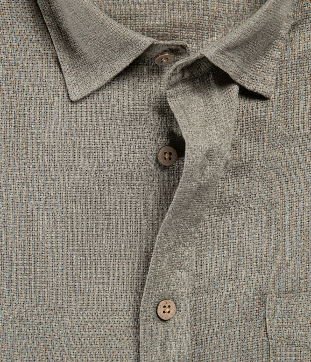 Camisa Hombre Lino Manga Corta Verde Waffle