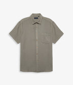 Camisa Hombre Lino Manga Corta Verde Waffle