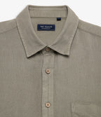 Camisa Hombre Lino Manga Corta Verde Waffle