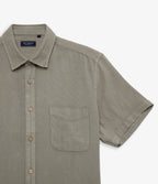 Camisa Hombre Lino Manga Corta Verde Waffle