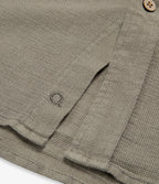 Camisa Hombre Lino Manga Corta Verde Waffle