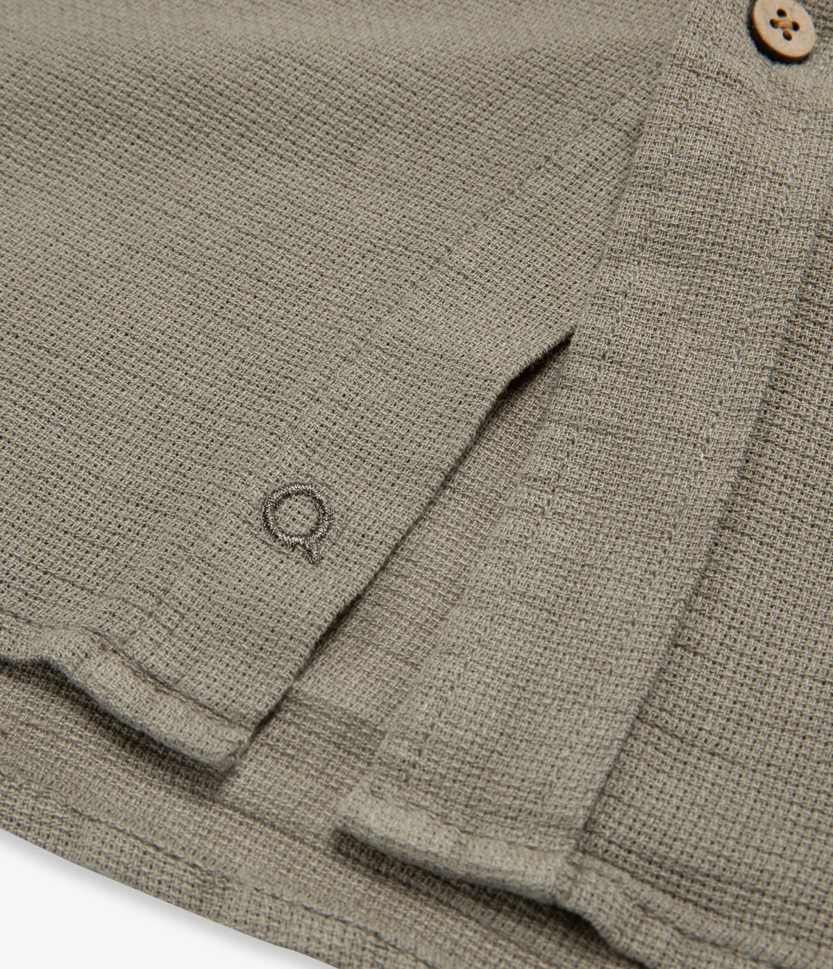 Camisa Hombre Lino Manga Corta Verde Waffle