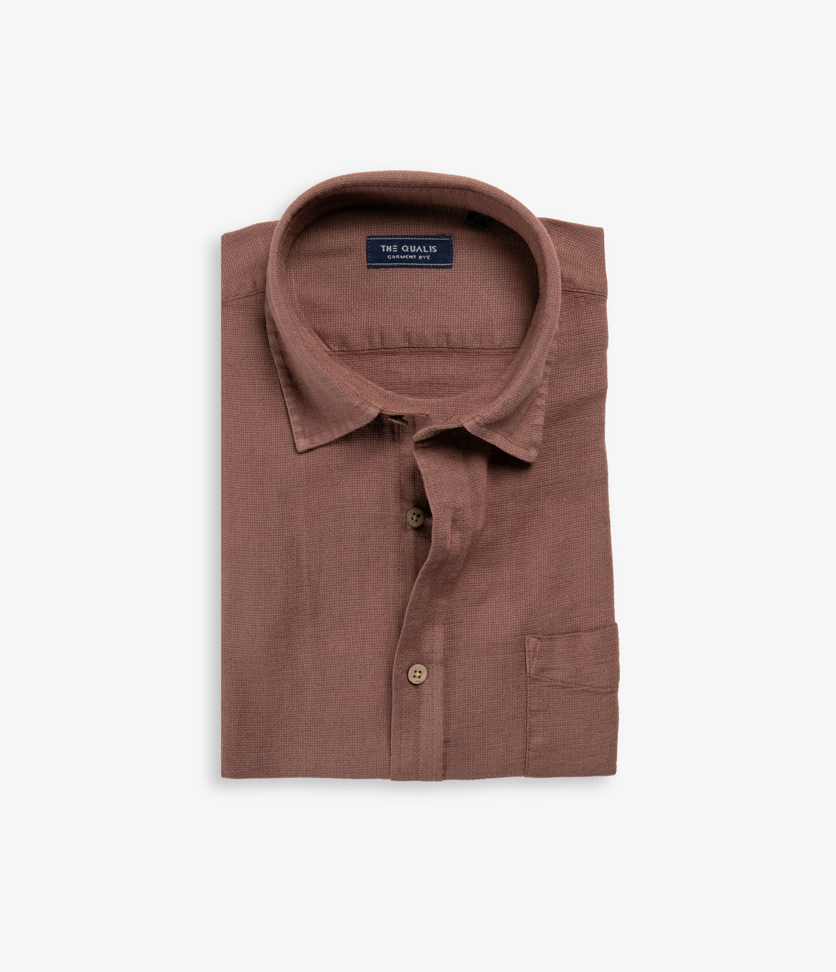 Camisa Hombre Lino Manga Corta Terracota Waffle