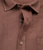 Camisa Hombre Lino Manga Corta Terracota Waffle