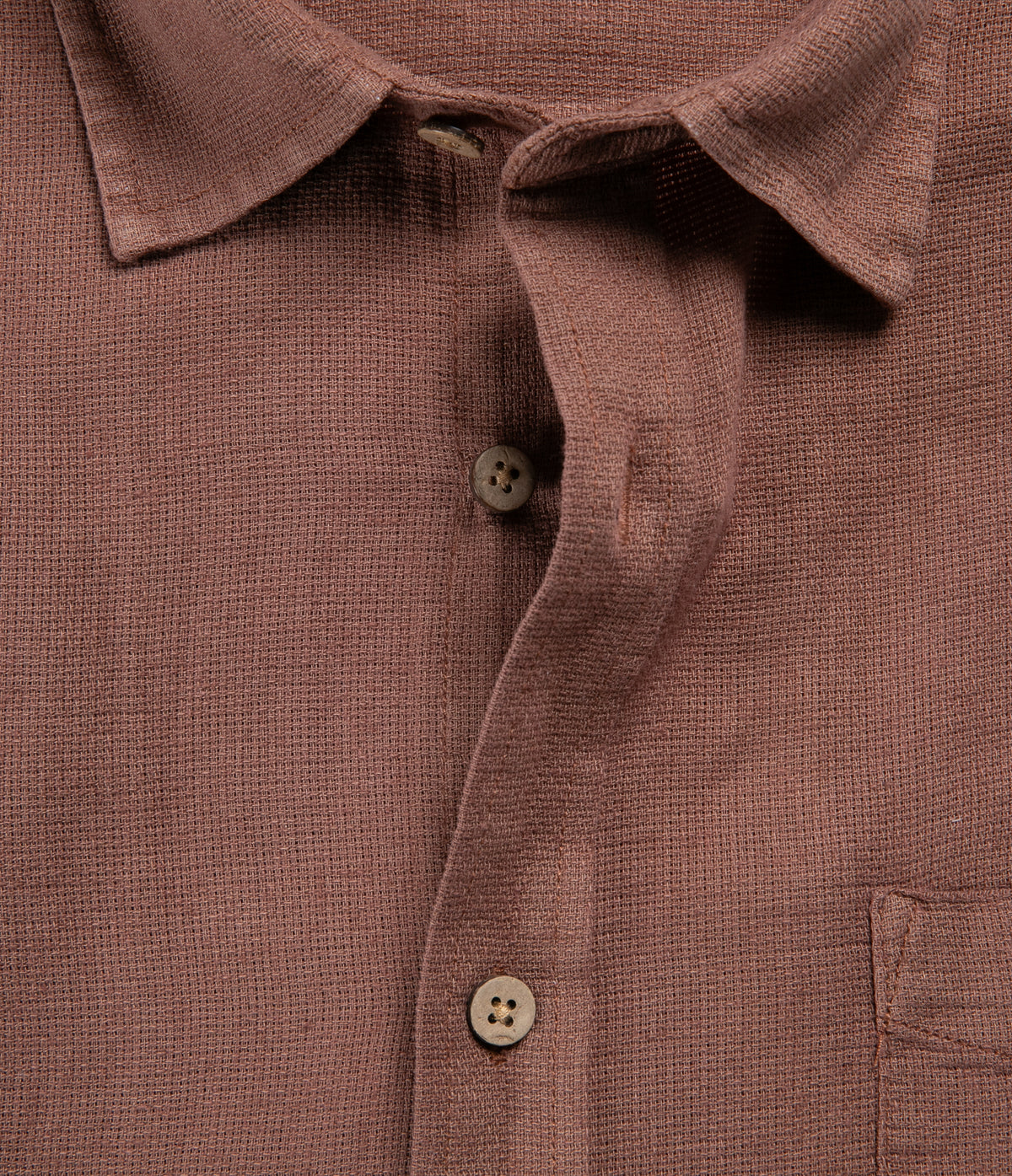 Camisa Hombre Lino Manga Corta Terracota Waffle