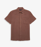 Camisa Hombre Lino Manga Corta Terracota Waffle