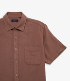 Camisa Hombre Lino Manga Corta Terracota Waffle