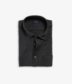 Camisa Hombre Lino Manga Corta Gris Marengo Waffle