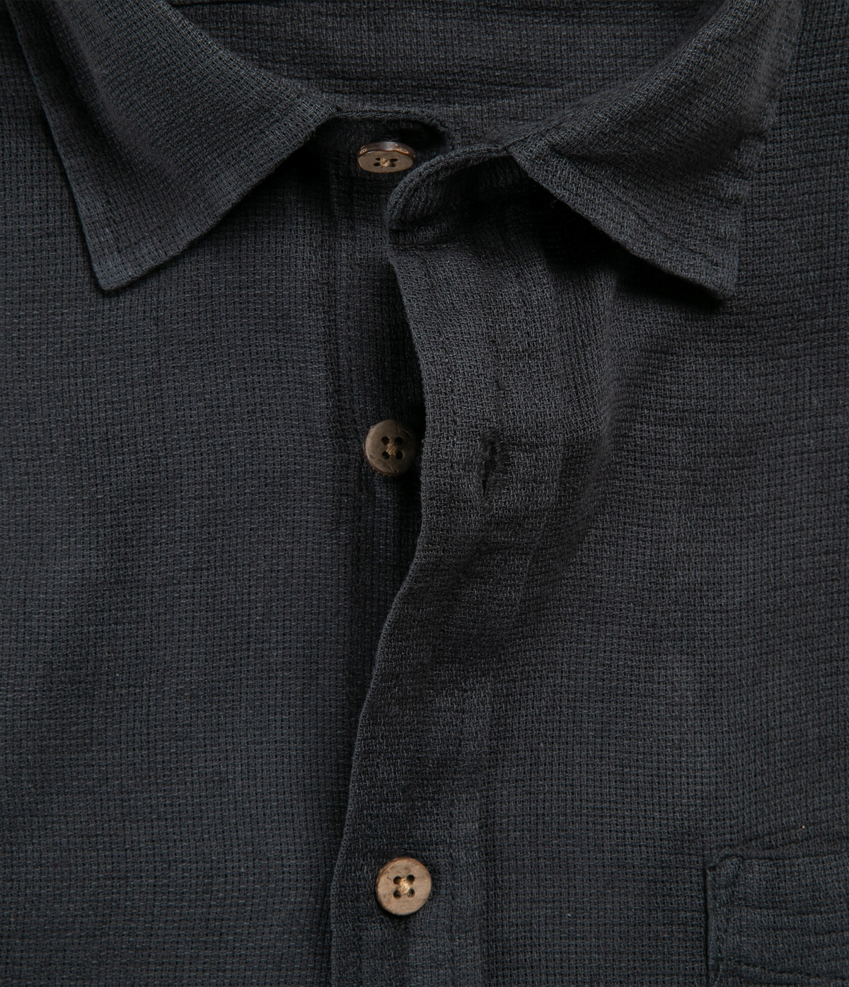 Camisa Hombre Lino Manga Corta Gris Marengo Waffle