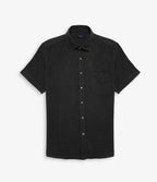 Camisa Hombre Lino Manga Corta Gris Marengo Waffle